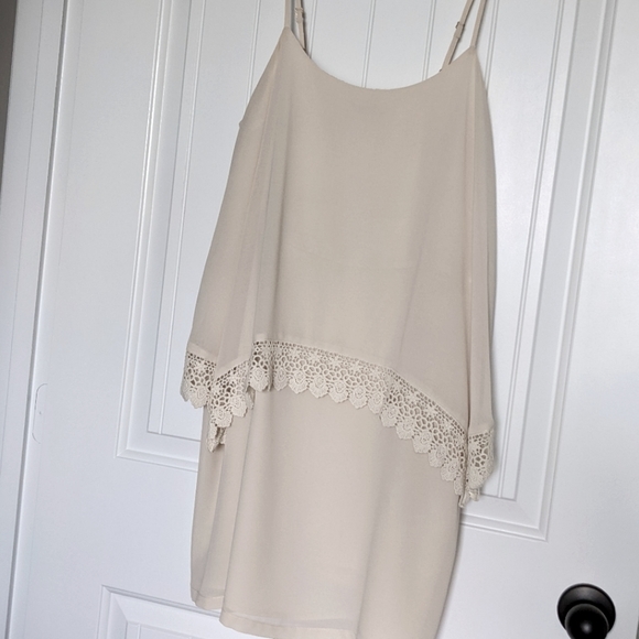 NWOT, Tiered Cream Dress w/ Crochet Accent - Picture 4 of 10